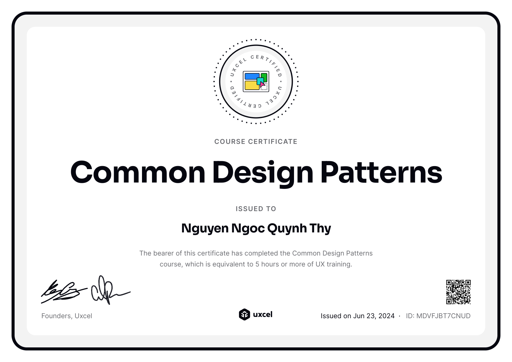 Althea Nguyen's certificate